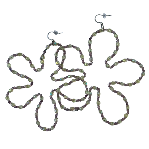 Boucle d'oreille en fleur - Violet et transparent (L) – Image 2