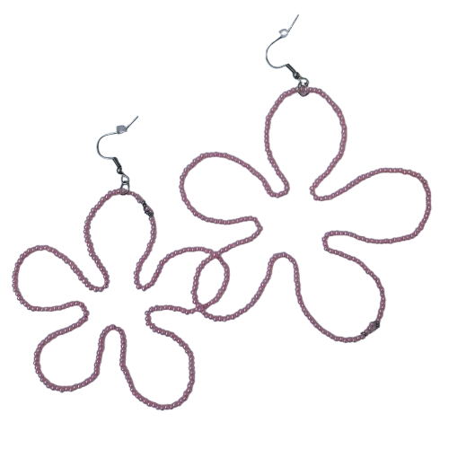 Boucles d'oreilles en fleur - Rose (L) – Image 2
